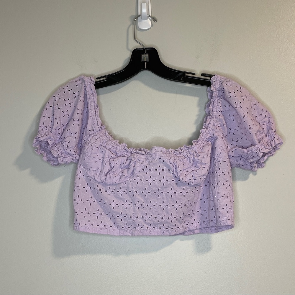 Love tree Eyelet Purple Lilac crop top L